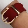 Coupon 🤩 Don't AsK Red Faux Leather Buckle Bracelet For 👩 Women 🎁 -Don"t AsK Shop zu101531385 main tm1638892750