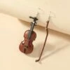 New 🥰 Don't AsK Brown & Black Asymmetric Violin Drop Earrings For 👩 Women 👏
