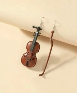 New 🥰 Don't AsK Brown & Black Asymmetric Violin Drop Earrings For 👩 Women 👏