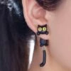 Best Sale 👍 Don't AsK Black & Yellow Cat Drop Earrings For 👩 Women 🎁