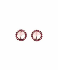 Budget ⌛ Don't AsK Pink Crystal Halo Stud Earrings For 👩 Women 🎁
