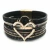 Buy ⭐ Don't AsK Black Faux Leather & Goldtone Heart Layered Bracelet For 👩 Women ✔️ -Don"t AsK Shop zu104579428 main tm1649446435