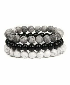 Best Sale ⭐ Don't AsK Black & Gray Beaded Stretch Bracelet Set For 👩 Women 🥰