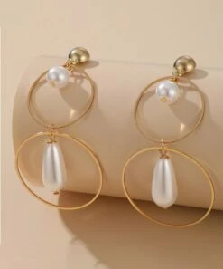 Best Sale 💯 Don't AsK Imitation Pearl & Goldtone Open Circle Drop Earrings For 👩 Women 👍