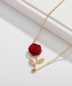 Best deal 😍 Don't AsK Goldtone & Red Rose Pendant Necklace For 👩 Women 🔔