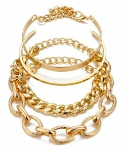 Best Pirce ✨ Don't AsK Goldtone Bangle & Chunky Chain Bracelet Set For 👩 Women ❤️ -Don"t AsK Shop zu105454018 alt 2 tm1652378274
