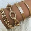 Best Pirce ✨ Don't AsK Goldtone Bangle & Chunky Chain Bracelet Set For 👩 Women ❤️