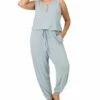 Brand new 🥰 Ash Blue Button-Front Sleeveless Pocket Jumpsuit - Plus For 👩 Women 🧨 -Don"t AsK Shop zu105663375 main tm1651863667