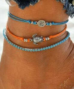 Wholesale ✔️ Don't AsK Blue & Orange Turtle Anklet Set For 👩 Women 😍