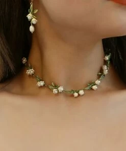 Best reviews of ⌛ Don't AsK Imitation Pearl & Green Floral Choker Necklace For 👩 Women ⭐