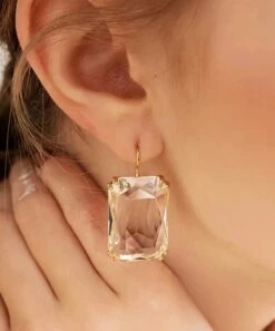Cheap 😍 Don't AsK Crystal & Goldtone Rectangular Drop Earrings For 👩 Women 👏