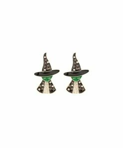 Outlet ⌛ Don't AsK Green & Black Crystal Witch Stud Earrings For 👩 Women 🎁