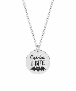 Best reviews of 🎉 Don't AsK Silvertone 'Careful, I Bite' Bat Pendant Necklace For 👩 Women 😍