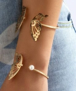 Outlet 🧨 Don't AsK Imitation Pearl & Goldtone Butterfly Cuff Set For 👩 Women 🥰 -Don"t AsK Shop zu107209100 alt 2 tm1657318107