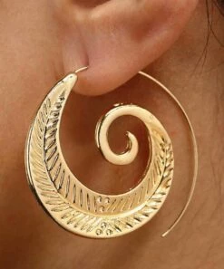 Hot Sale 💯 Don't AsK Goldtone Swirled Leaf Threader Earrings For 👩 Women 🎁