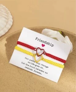 Buy ❤️ Don't AsK Red & Yellow Open Heart Adjustable Friendship Bracelet - Set Of Two For 👩 Women 😀