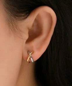 Cheapest 🤩 Don't AsK Two-Tone Crisscross Huggie Earrings For 👩 Women 👍