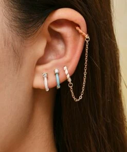 Coupon ⭐ Don't AsK Pink Crystal & Goldtone Huggie Earrings Set For 👩 Women 🎁