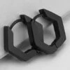 Outlet ✨ Don't AsK Black Hexagon Hoop Earrings For 👩 Women 🎉 -Don"t AsK Shop zu107276873 main tm1659099608