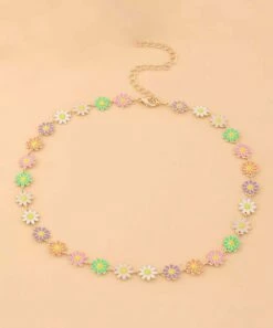 Brand new 😉 Don't AsK Pink & Green Daisy Bead Choker Necklace For 👩 Women 🔥 -Don"t AsK Shop zu107849977 alt 2 tm1660159916