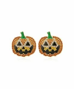 Deals 🤩 Don't AsK Orange Crystal & Goldtone Pavé Jack-O-Lantern Stud Earrings For 👩 Women 💯