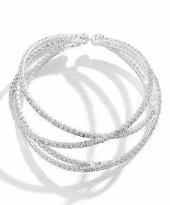 Best Pirce 🛒 Don't AsK Crystal & Silvertone Crossover Cuff For 👩 Women 😀 -Don"t AsK Shop zu108519152 alt 1 tm1663259113
