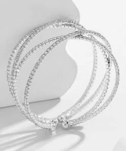 Best Pirce 🛒 Don't AsK Crystal & Silvertone Crossover Cuff For 👩 Women 😀 -Don"t AsK Shop zu108519152 alt 2 tm1663259113