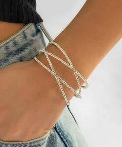 Best Pirce 🛒 Don't AsK Crystal & Silvertone Crossover Cuff For 👩 Women 😀 -Don"t AsK Shop zu108519152 alt 3 tm1663259113