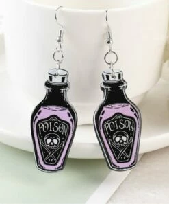 Flash Sale 😀 Don't AsK Purple Poison Bottle Drop Earrings For 👩 Women ❤️