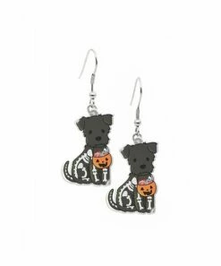 Hot Sale 🛒 Don't AsK Gray Skeleton Puppy Drop Earrings For 👩 Women 💯