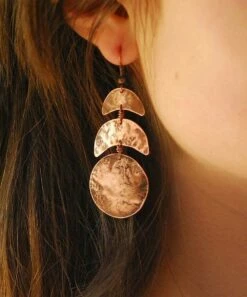 Cheapest 🌟 Don't AsK Coppertone 🔨 Hammered Geometric Drop Earrings For 👩 Women 😀