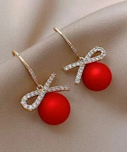 Best reviews of ✨ Don't AsK Red Satin Ball Pave Crystal Drop Earrings For 👩 Women 💯