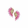 Hot Sale ⭐ Don't AsK Pink & Green Crystal Marquis Fan Stud Earrings For 👩 Women 🔔 -Don"t AsK Shop zu109499320 main tm1665609646
