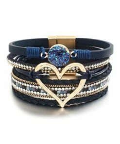 Buy ⭐ Don't AsK Blue & Goldtone Heart Layered Bracelet For 👩 Women ✨