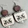 Discount 🛒 Don't AsK Silvertone & Black Reindeer Wood Circle Drop Earrings For 👩 Women ⭐ -Don"t AsK Shop zu110260311 main tm1667936841