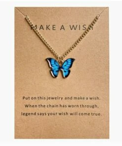 Flash Sale 💯 Don't AsK Goldtone & Blue Butterfly Pendant Necklace For 👩 Women ✔️