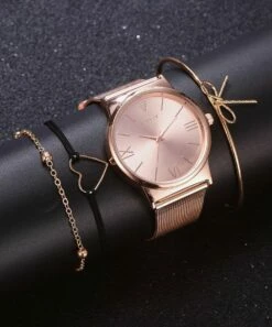 Flash Sale 👏 Don't AsK Rose Goldtone Heart Mesh-Strap ⌚ Watch & Bracelet Set For 👩 Women 🧨 -Don"t AsK Shop zu86255789 alt 3 tm1588193501