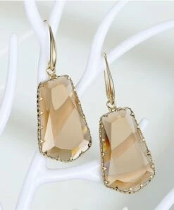 Hot Sale 😀 Don't AsK Goldtone & Champagne Crystal Drop Earrings For 👩 Women 👍