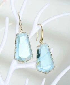 Best reviews of 🤩 Don't AsK Goldtone & Aqua Blue Crystal Drop Earrings For 👩 Women 🎉
