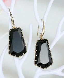 Brand new ❤️ Don't AsK Goldtone & Black Crystal Drop Earrings For 👩 Women 🌟