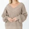 Coupon ⭐ Ash Mocha V-Neck Balloon-Sleeve Waffle Sweater - 👩 Women 😍 -Don"t AsK Shop zu88940157 main tm1598618359