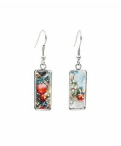 Best Sale ❤️ Don't AsK Snowy 🔔 Christmas Tree Rectangular Drop Earrings For 👩 Women ⌛