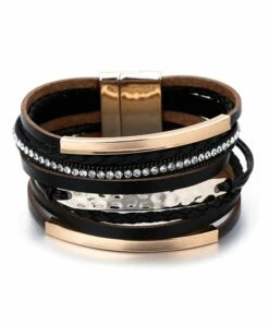 Best reviews of 🤩 Don't AsK Black Faux Leather & Goldtone Multi-Strand Bracelet For 👩 Women ⌛