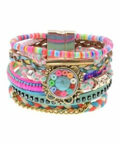 Cheap 🤩 Don't AsK Pink & Green Multicolored Beaded Layered Bracelet For 👩 Women 😀
