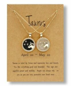 Buy 🎉 Don't AsK Crystal & 18k Gold-Plated Taurus Round Pendant Necklace Set For Other ⭐