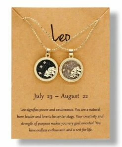 Best Sale ⌛ Don't AsK Crystal & 18k Gold-Plated Leo Round Pendant Necklace Set For Other 💯