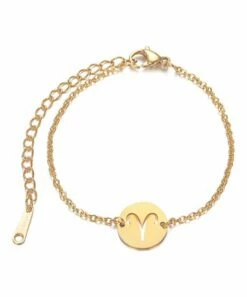 Coupon 🛒 Don't AsK 18k Gold-Plated Round Cutout Aries Bracelet For Other ❤️