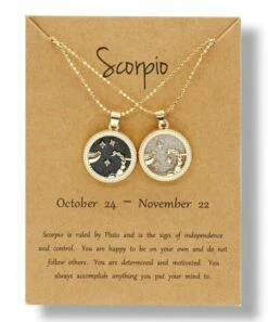 Flash Sale 😀 Don't AsK Crystal & 18k Gold-Plated Scorpio Round Pendant Necklace Set For Other 🎉