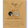 Budget 🧨 Don't AsK Crystal & 18k Gold-Plated Virgo Round Pendant Necklace Set For Other ⌛