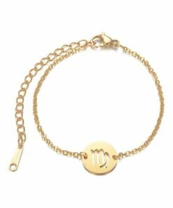Cheap ✔️ Don't AsK 18k Gold-Plated Round Cutout Virgo Bracelet For Other ❤️